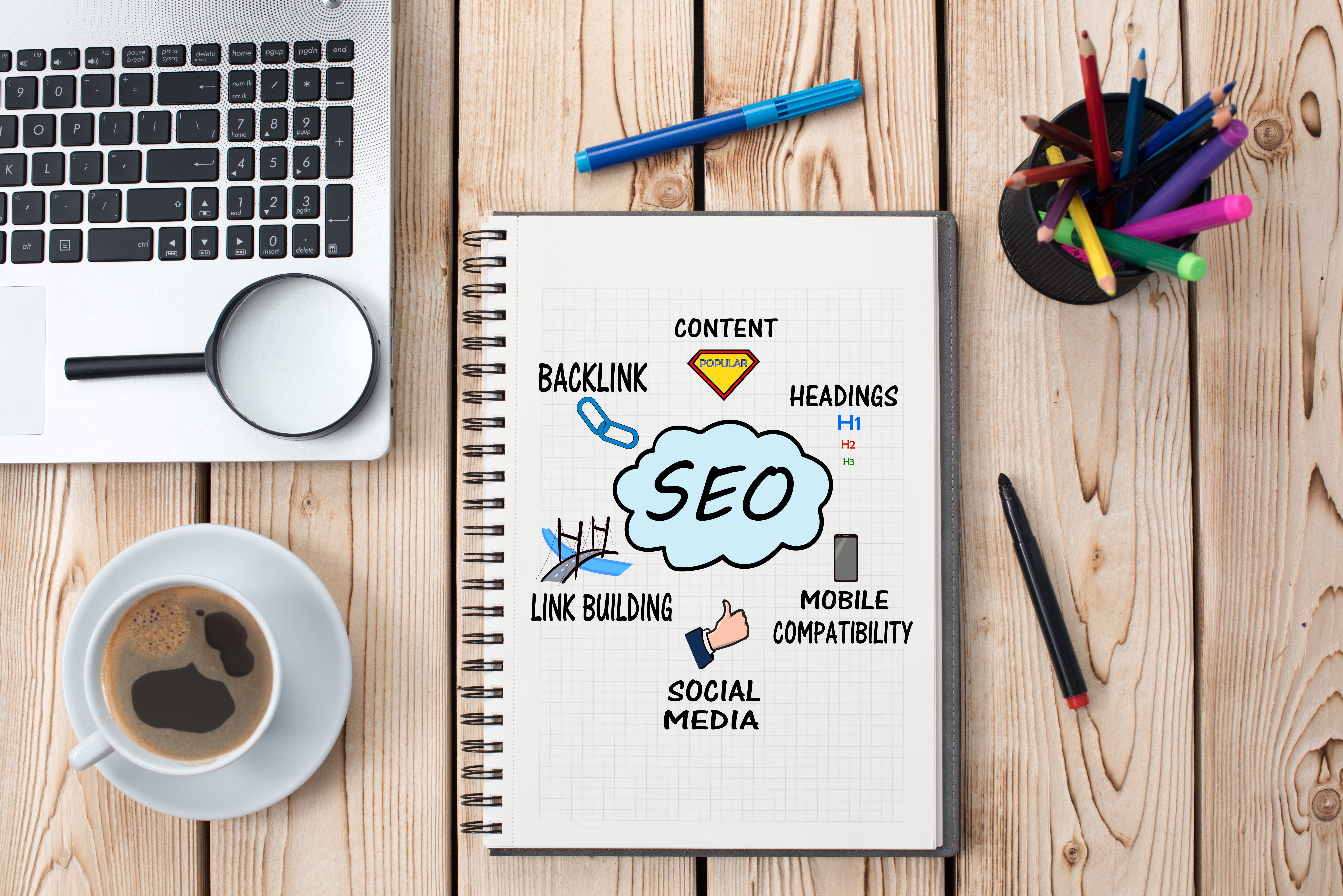 Search engine optimization, a process of describing content on a webpage or file using alternate descriptive elements as transparency for all users